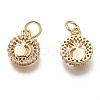 Brass Micro Pave Clear Cubic Zirconia Charms ZIRC-C020-57G-2