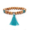 Natural Wood Stretch Bracelet with Gemstone BJEW-JB08222-4