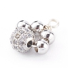 Brass Micro Pave Clear Cubic Zirconia Charms PALLOY-JF00638-02-2