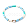 Polymer Clay Heishi Beads Stretch Bracelets Sets for Valentine's Day BJEW-JB06298-01-8