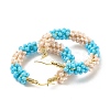 Porcelain Beaded Huggie Hoop Earrings for Women X1-EJEW-C003-01E-RS-2