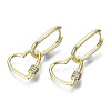 Brass Micro Pave Clear Cubic Zirconia Dangle Huggie Hoop Earrings EJEW-S201-222-NF-2