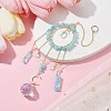 Natural Dyed Jade Imitation Aquamarine Chip Pendant Decorations with Brass Moon & Cable Chain & Electroplated Quartz Crystal Tassel HJEW-JM01650-02-2