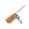 Halloween Wood Mini Broom Witches Broomstick Straw Broom Home Decorations AJEW-JD00007-2