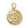 Rack Plating Brass Pave Shell Flat Round with Angel Charms KK-U027-40G-1