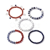 5Pcs 5 Style Natural Mixed Gemstone Round Beaded Stretch Bracelets Set BJEW-TA00435-4