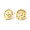 Rack Plating Brass with Cubic Zirconia Flat Round Stud Earrings EJEW-G382-25G-2