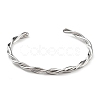 304 Stainless Steel Twisted Rope Cuff Bangles for Women BJEW-P296-01P-2
