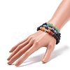 3Pcs 3 Style Natural Mixed Gemstone Round Beaded Stretch Bracelets Set with Alloy Tube for Women BJEW-JB08477-3