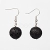 Natural Lava Rock Gemstone Round Dangle Earrings EJEW-JE01688-1