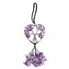 Wire Wrapped Chips Natural Amethyst Big Pendant Decorations HJEW-H057-01A-2