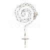 Glass Pearl & Resin Rose Rosary Bead Necklace NJEW-PH01478-1