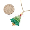 Glass Christmas Tree Pendant Necklaces NJEW-JN05078-3