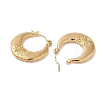 Crescent Moon 201 Stainless Steel Half Hoop Earrings for Women EJEW-G385-03G-1