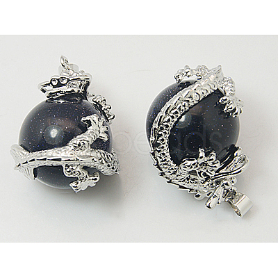 Synthetic Blue Goldstone Pendants G-H1527-2-1