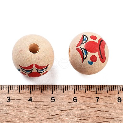 Printed Wood European Beads WOOD-G022-06H-1