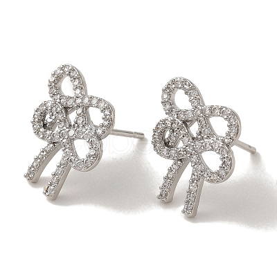 Rack Plating Brass Micro Pave Cubic Zirconia Studs Earrings EJEW-R162-21G-1