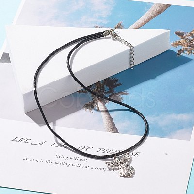 Alloy Fairy Pendant Necklace with Imitation Leather Cord for Women NJEW-JN03862-1