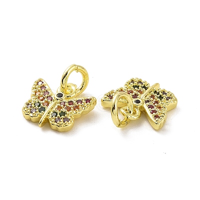 Brass Micro Pave Colorful Cubic Zirconia Charms KK-E068-VF094-1