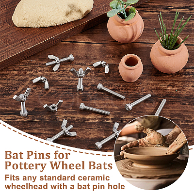 Olycraft Pottery Clay Wheel Bat Pin Fits STAS-OC0001-25-1