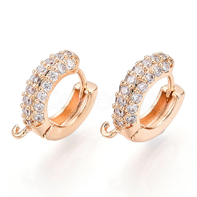 Brass with Crystal Rhinestone Hoop Earring Finding KK-C024-13KCG-1