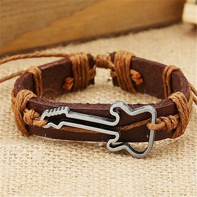 Zinc alloy environmentally friendly guitar accessories genuine leather bracelet XT4620-4-1