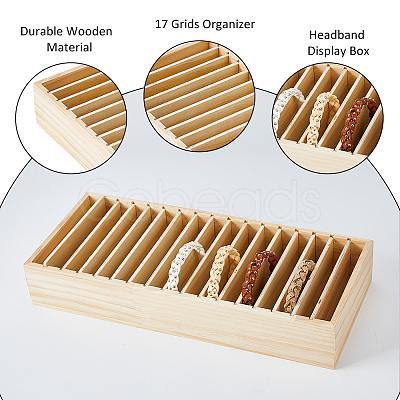 17 Grids Wooden Headband Display Box AJEW-WH0419-83-1