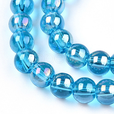 Electroplate Transparent Glass Beads Strands GLAA-T032-T6mm-AB06-1