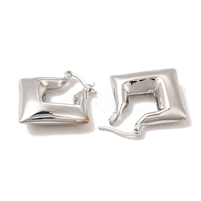 Rack Plating Brass Rhombus Hoop Earrings for Women EJEW-G342-01P-1