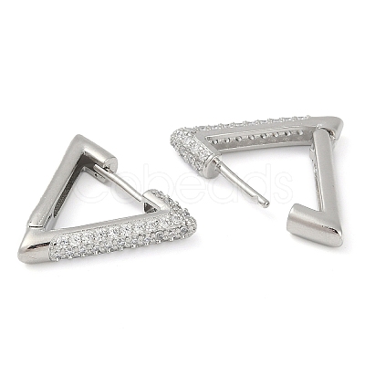 Rack Plating Triangle Brass Micro Pave Cubic Zirconia Hoop Earrings EJEW-Z059-14P-1