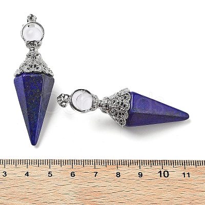 Dyed Natural Lapis Lazuli Faceted Cone Big Pendants G-P552-04P-02-1