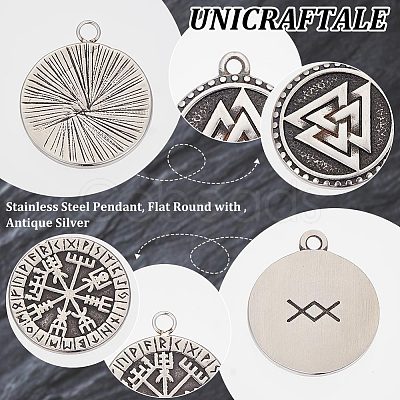 Unicraftale 4Pcs 2 Style 304 Stainless Steel Pendant STAS-UN0055-80-1