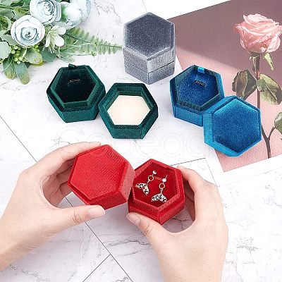 Nbeads 4Pcs 4 Colors Velvet Jewelry Box VBOX-NB0001-05-1