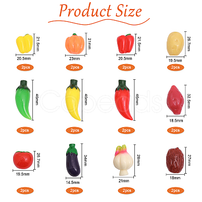 24Pcs 12 Style EPMC Resin Mini Imitation Vegetables Decoration MIMO-FG0001-01-1