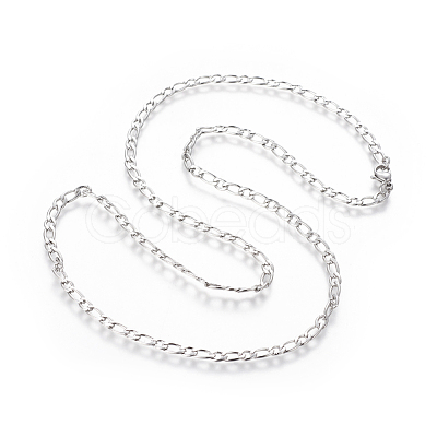 Non-Tarnish 304 Stainless Steel Figaro Chain Necklaces NJEW-E143-07P-1