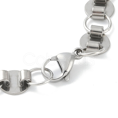 Non-Tarnish 201 Stainless Steel Flat Round Link Chain Bracelets for Women Men BJEW-I316-08B-P-1