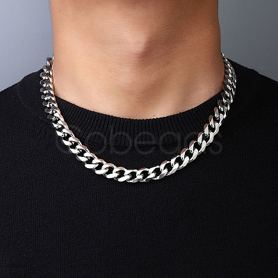 Non-Tarnish 201 Stainless Steel Curb Chain Necklaces NJEW-Q336-12B-P-1