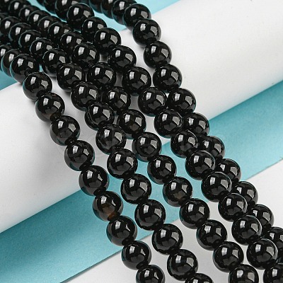 Natural Black Onyx Round Bead Strands G-R198-6mm-1