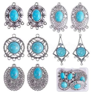 10pcs Turquoise+alloy pendant Vintage alloy earring head diy handmade material(5 styles) JX575A-1