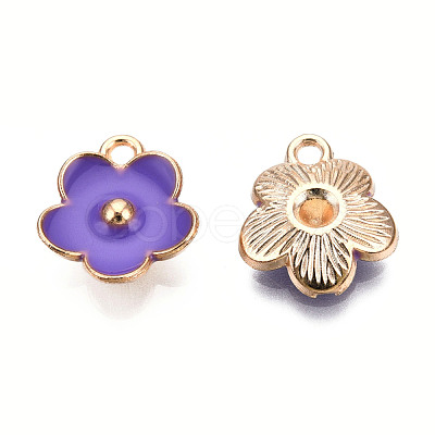 Light Gold Plated Alloy Enamel Pendants ENAM-R136-16D-1