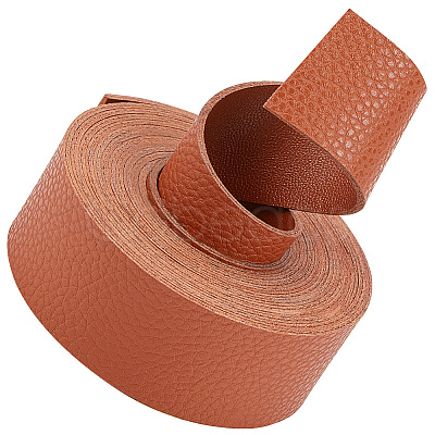 2M Flat Single Face Lychee Pattern Imitation Leather Band LC-WH0010-02A-04-1