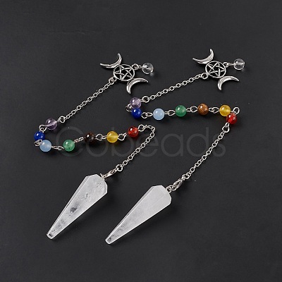 Natural Quartz Crystal Hexagonal Pointed Cone Dowsing Pendulum Pendants G-G983-05P-08-1