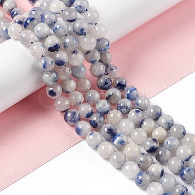 Natural Blue White Dumortierite Round Beads Strands G-E265-01A-1