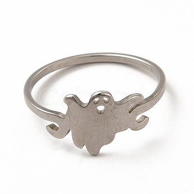 Non-Tarnish 304 Stainless Steel Hollow Out Ghost Finger Ring for Halloween RJEW-K239-15P-1