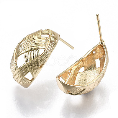 Brass Half Hoop Earrings KK-N232-110G-NF-1