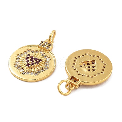 Rack Plating Brass Micro Pave Cubic Zirconia Pendants KK-Z071-65G-1