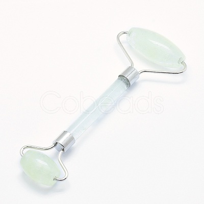 Green Watermelon Stone Glass Brass Face Massager MRMJ-G009-20P-1