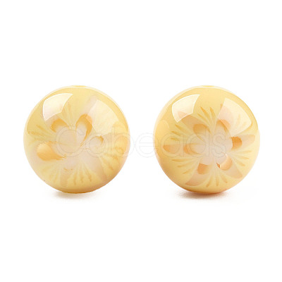 Flower Opaque Resin Beads RESI-T054-001A-1