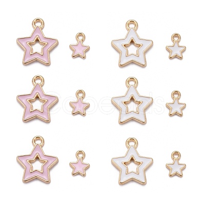 80Pcs 4 Styles Alloy Enamel Pendants ENAM-LS0001-27LG-1