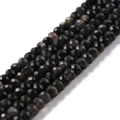 Natural Golden Sheen Obsidian Beads Strands G-K312-11B-1